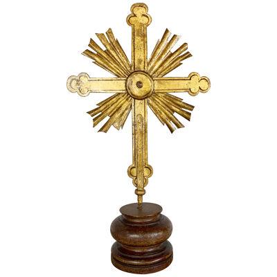 Large Scale Gilt Iron 18th Century Baroque Processional Cross