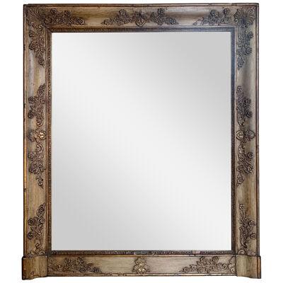 Antique French Overmantle Foxed Gilt Wood Mirror