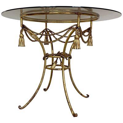 Italian Rope and Tassel Gilt Tole Ware Table 1970's