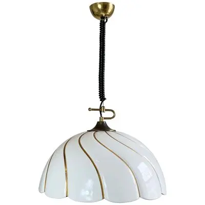 Tommaso Barbi Huge White and Gold Ceramic Lamp Shade
