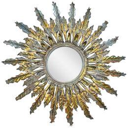 Huge Statement Illuminated Spanish Sunburst Mirror with Incredible Patina