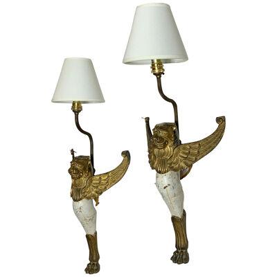 Early 19th Century Winged Griffin Wall Lights