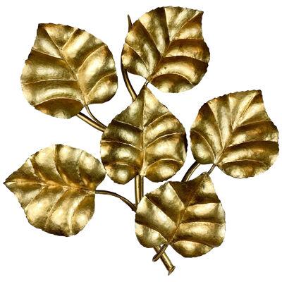 Mid Century French Gilt Leaf Wall Sconce