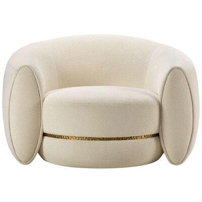 Chantal Armchair with Hammered Brass Detail by Salma Furniture