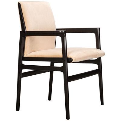Elegant Modern Alla Dining Chair in Black Lacquered Beech by Salma Furniture"