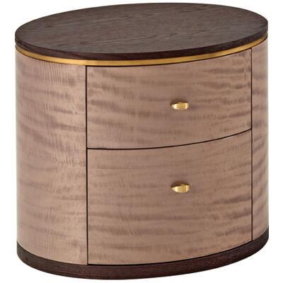 Hermes Bedside Table with Aged Brass by Salma Furniture