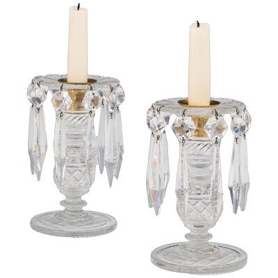 A Fine Pair of Regency Lustres Hung With Triangular Icicles & Star Back Spangles