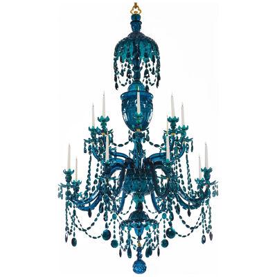 EXTREMELY RARE GEORGE III PEACOCK GREEN CHANDELIER ATTRIBUTED TO WILLIAM PARKER