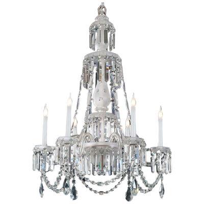 Good Quality Mid-Victorian Frosted Glass Six-Light Antique Chandelier