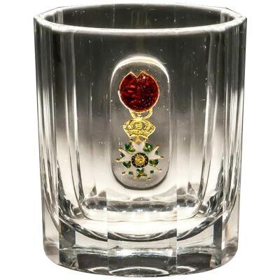 Baccarat Tumbler with Enamelled Crown and Floral Garter	