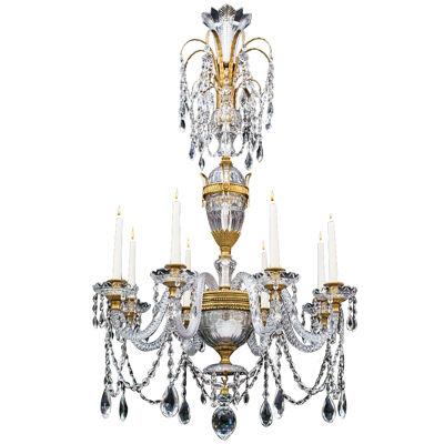 A FINE QUALITY ORMOLU MOUNTED EIGHT LIGHT ANTIQUE CHANDELIER BY PERRY & CO