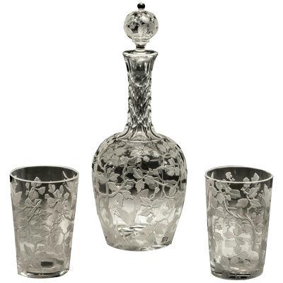 A Finely Decorated Decanter With Matching Tumblers