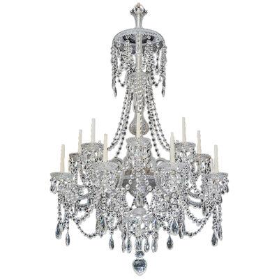 A SIXTEEN LIGHT ANTIQUE CRYSTAL CHANDELIER BY PERRY & CO