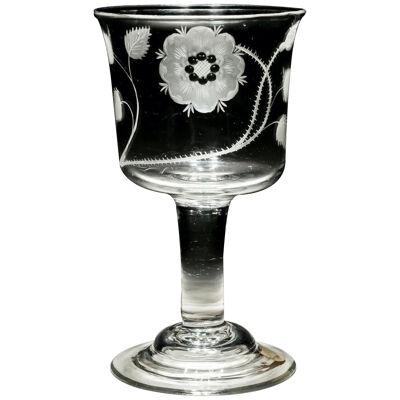 A RARE LARGE JACOBITE ENGRAVED GOBLET
