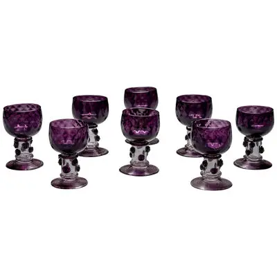 A SET OF EIGHT AMETHYST ROEMERS