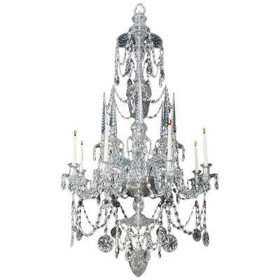 Highly Important Continental Cut-Glass Chandelier of Finest Quality