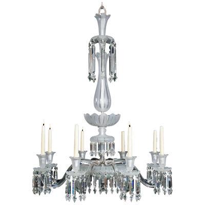 A Fine Quality Mid-victorian Eight-light Frosted-glass Antique Chandelier