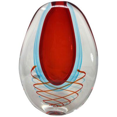 "Vaso Spirale" Murano Glass Sommerso Vase