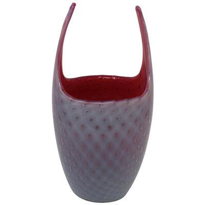 Murano Glass Vase in Pink Bullicante