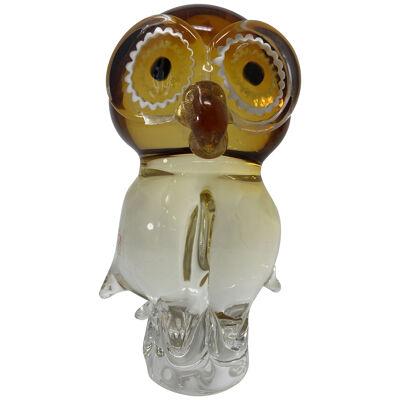 Amber Murano Glass Owl by Zanetti