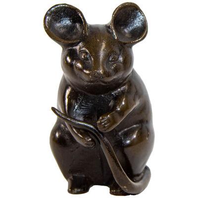 Japanese Okimono Bronze Figure of a Rat 1950s