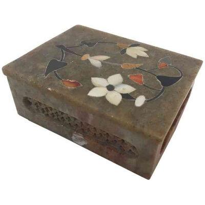 Anglo-Raj Marble Inlay Box Pietra Dura Censor