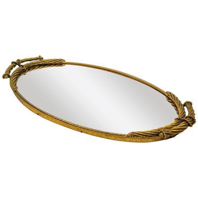 Hollywood Regency French Rope Oval Vanity Tray 1950s