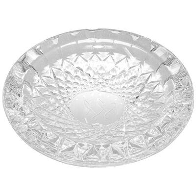 Vintage Cut Crystal Clear Glass Ashtray Monogrammed