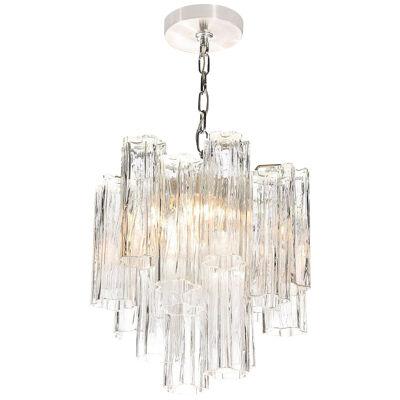Camer Two-Tier Hand Blown Clear Glass Tronchi Chandelier