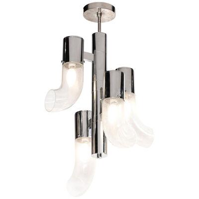 Curved Cylindrical Murano Glass Chandelier by Carlo Nason for Mazzega