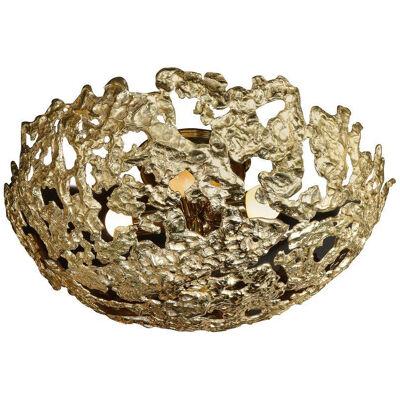 Mid-Century Modern Free Form Cast Brass "Meteorite" Flush Mount by Angelo Brotto