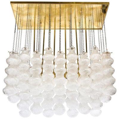 Mid-Century Modern Sculptural Murano Glass Chandelier with Brass Fittings
