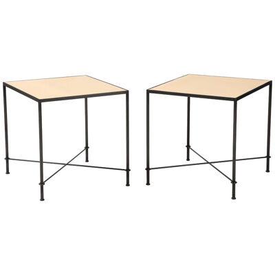 Pair of ‘Mies’ Handmade Leather and Iron Tables by Lance Thompson, Made to Order