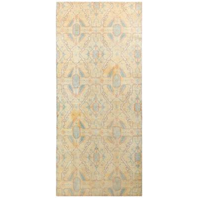 Antique Agra Runner in Blue and Yellow in Geometric Pattern