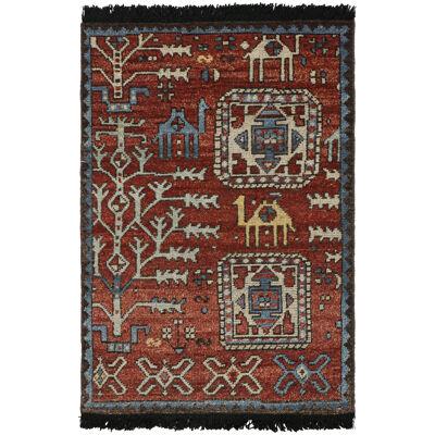 Rug & Kilim’s Caucasian Tribal Rug in Red with Camel Pictorials 