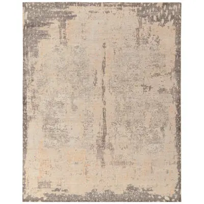 Distressed Style Modern Rug in Gray and Beige Abstract Pattern by Rug & Kilim