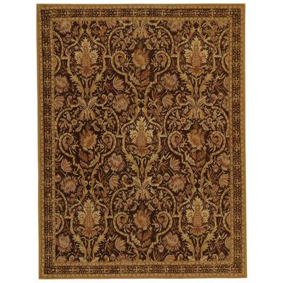 Rug & Kilim’s European Tudor style Kilim in Brown with Gold Floral Pattern