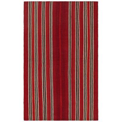 Vintage Persian Kilim with Red, Black and Off-White Stripes by Rug & Kilim 