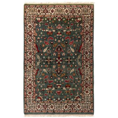 Contemporary Heriz Style Rug Green Red Gold Geometric Pattern by Rug & Kilim 