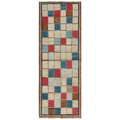  Vintage Persian Tribal Runner with Square Patterns by Rug & Kilim