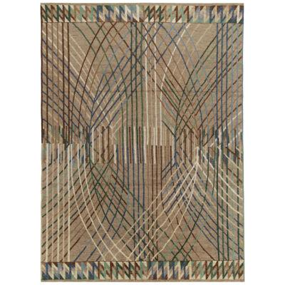 Rug & Kilim’s Swedish Deco Style Rug in Beige-Brown With Multicolor Geometry