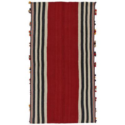 Vintage Persian Kilim in Red with Off-White and Blue Stripes by Rug & Kilim