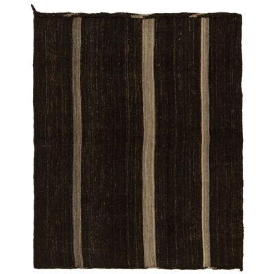 Vintage Kilim Rug in Beige-Brown Panel Style with Stripes