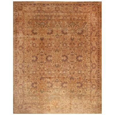 Antique Oushak Beige-brown and Peach Wool