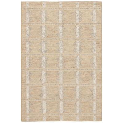 Rug & Kilim’s Scandinavian style Kilim in Ivory with Off-White Geometric Pattern