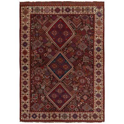Antique Qashqai Transitional Red and Beige Wool Persian Rug