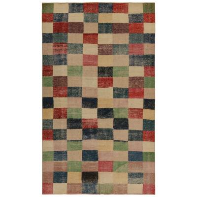Vintage Zeki Müren rug in Polychromatic Geometric Patterns - by Rug & Kilim