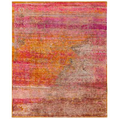 Handknotted Modern Abstract Rug in Pink, Gold and Brown, by Rug & Kilim