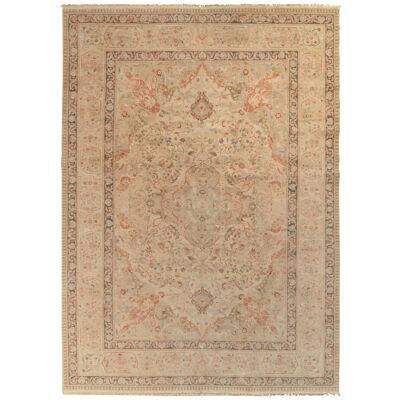 Rug & Kilim’s Persian Style Rug in Beige, Green & Red Floral Pattern