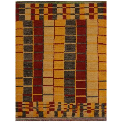 Rug & Kilim’s Moroccan Style Rug in Gold, Gray and Red Tribal Geometric Pattern